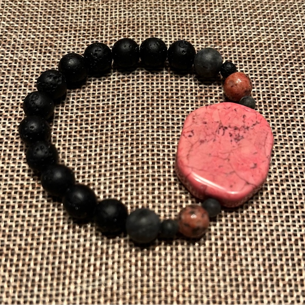 Hand crafted lava diffuser bracelet pink grey black